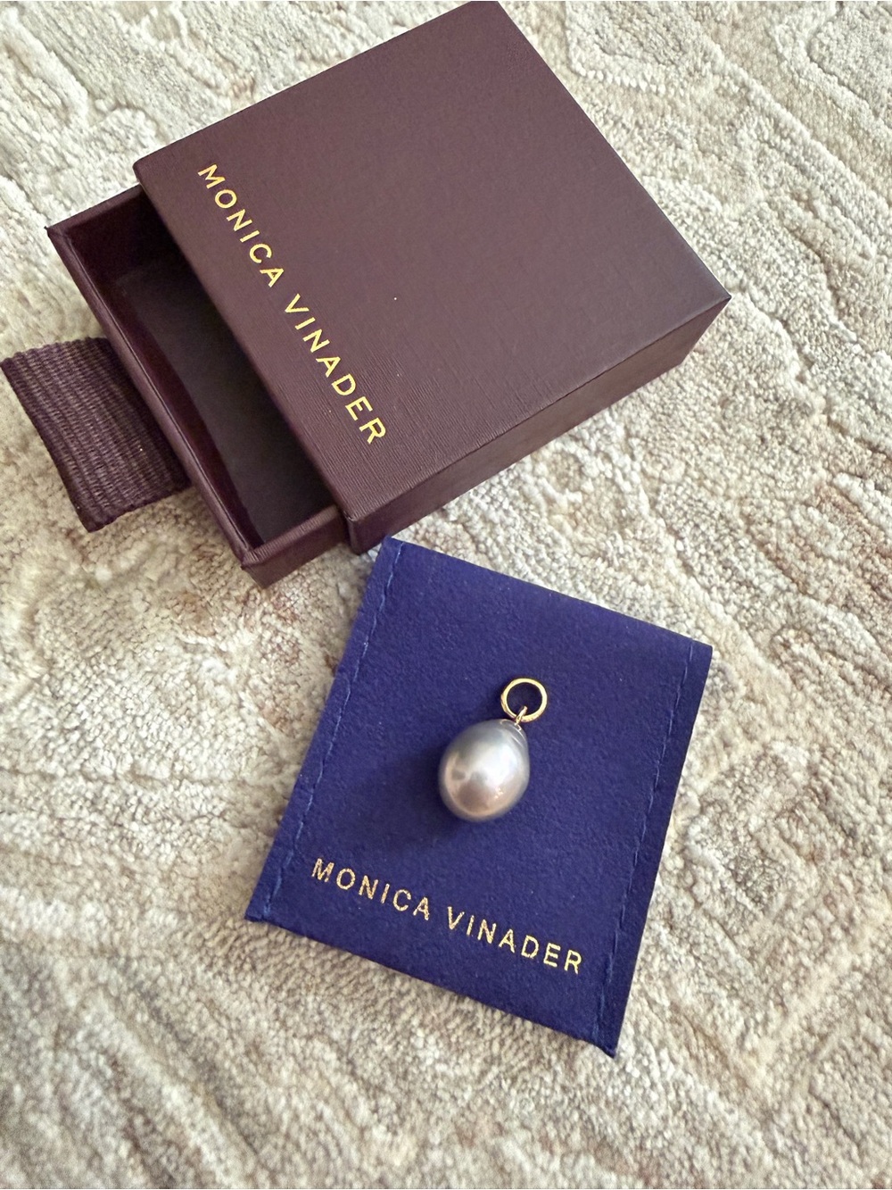 Monica Vinader Grey Baroque Pearl Pendant Charm